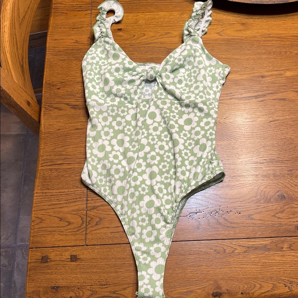 Lush Tops - Lush Green and White Floral Bodysuit